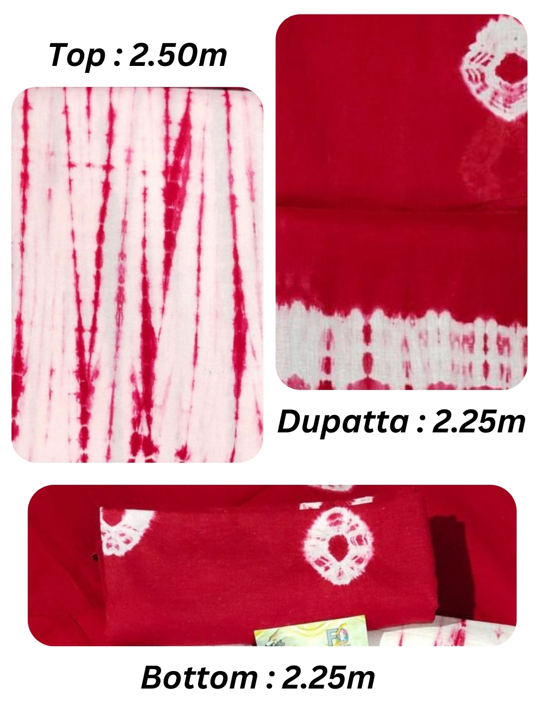 Bombay Batik Pure Cotton Dress Material Tie-dye Red Colour