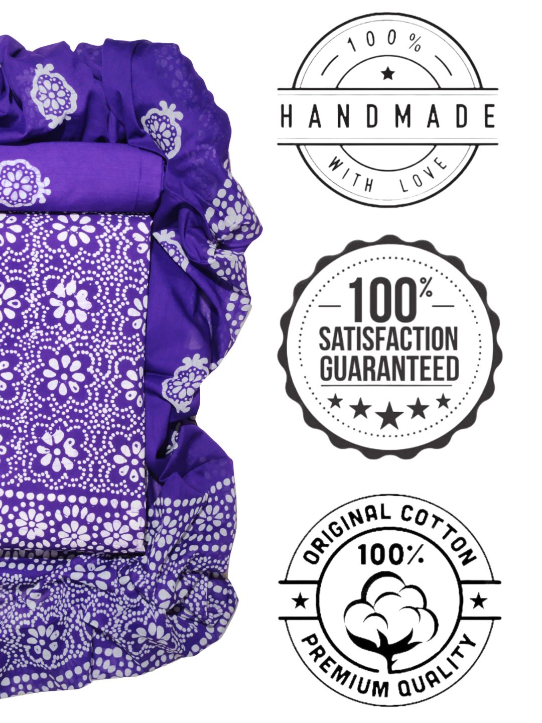 Bombay Batik Pure Cotton Dress Material Hand-Dyed Print – Purple Batik