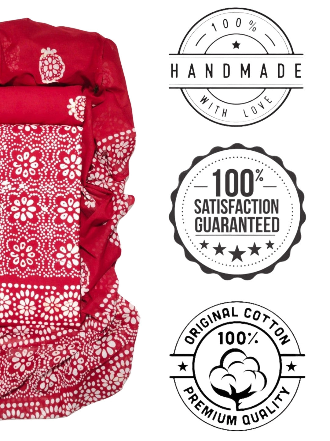 Bombay Batik Pure Cotton Dress Material Hand Printed – Red Colour