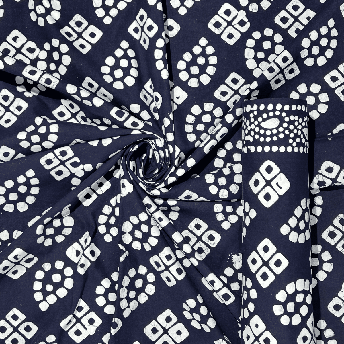 Navy Blue Hand Batik Print Cotton Fabric