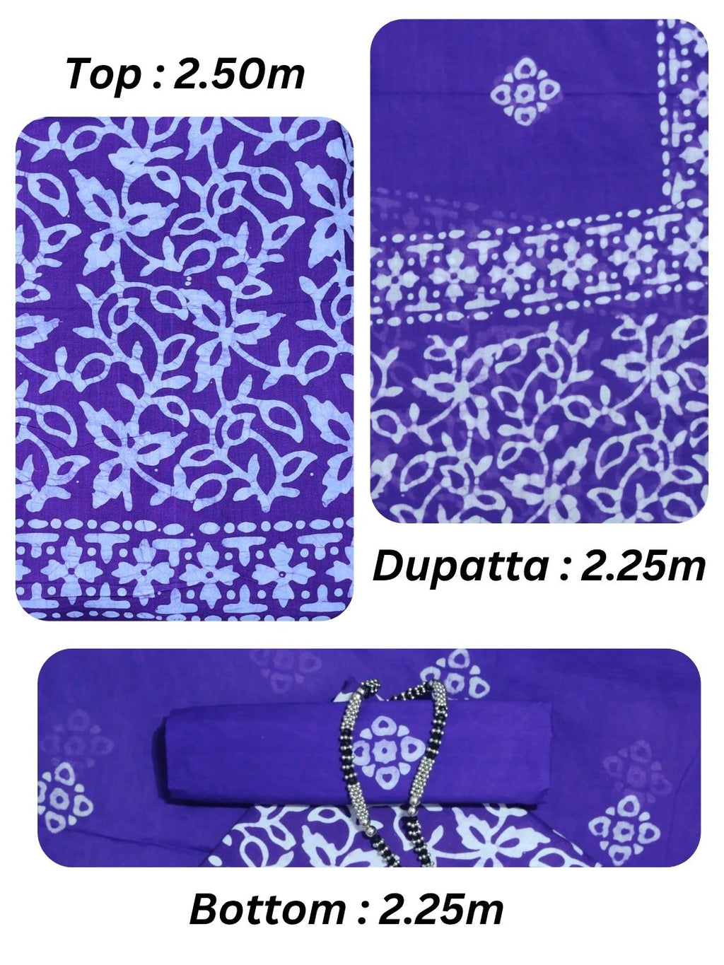 Bombay Batik Pure Cotton Dress Material Wax-Resist Batik Printing – Purple Colour
