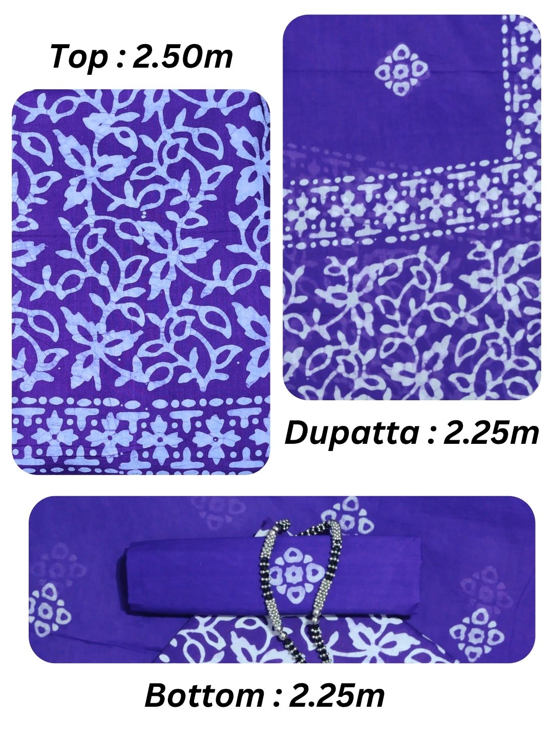 Bombay Batik Pure Cotton Dress Material Wax-Resist Batik Printing – Purple Colour
