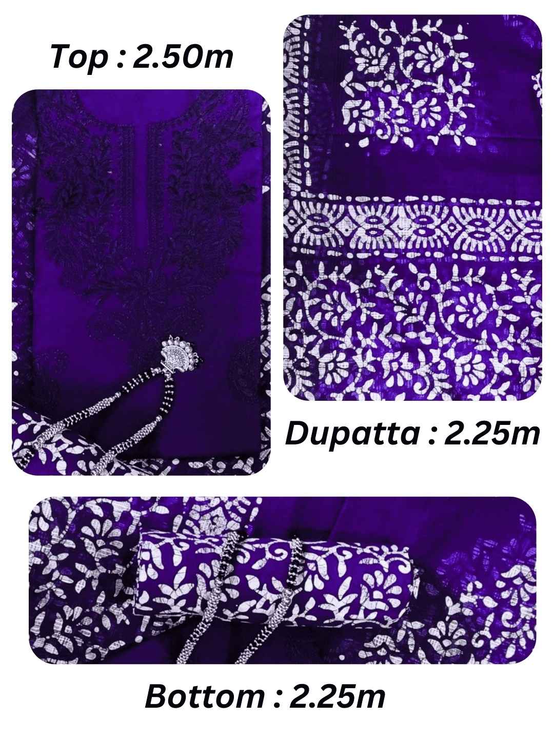 Bombay Batik Pure Cotton Dress Material Lucknowi Pattern Batik Printing – Purple Batik