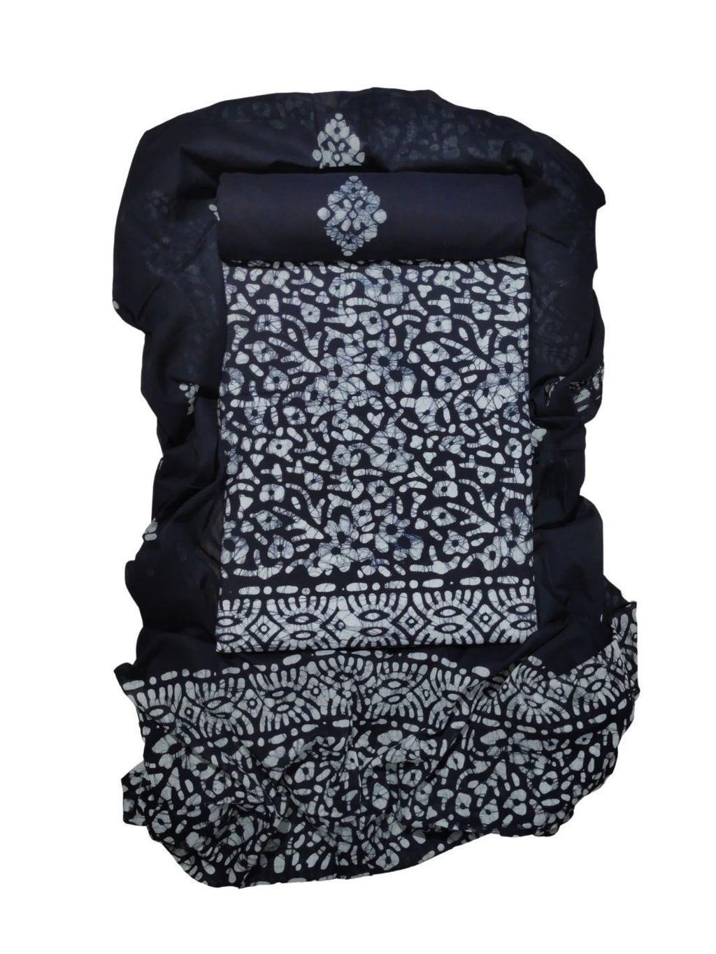 Bombay Batik Pure Cotton Dress Material Heritage Hand Batik Art – Black Colour