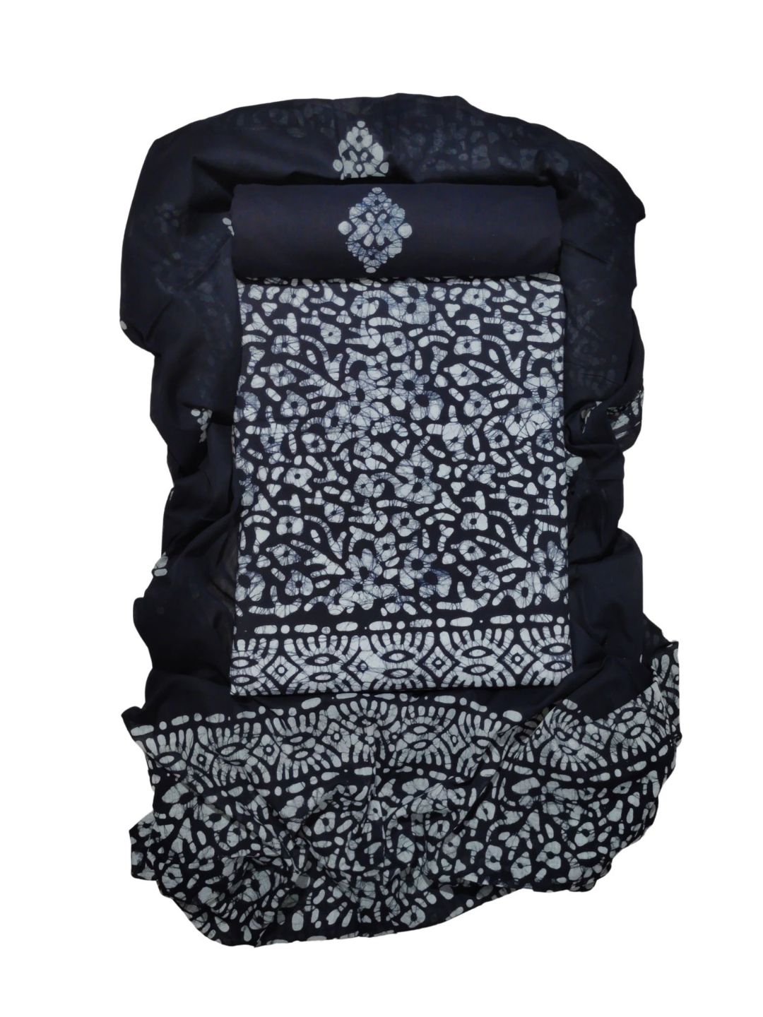 Bombay Batik Pure Cotton Dress Material Heritage Hand Batik Art – Black Colour