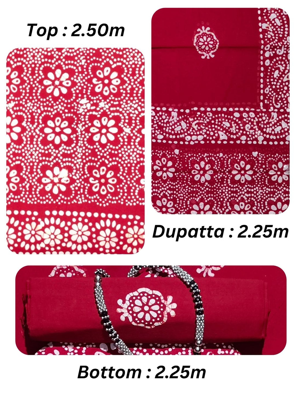 Bombay Batik Pure Cotton Dress Material Hand Printed – Red Colour