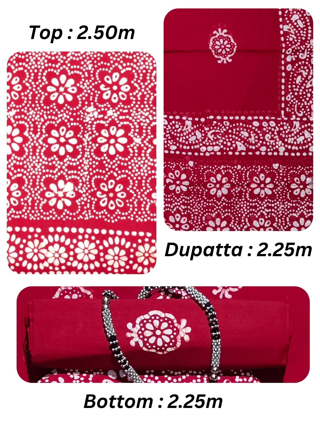 Bombay Batik Pure Cotton Dress Material Hand Printed – Red Colour