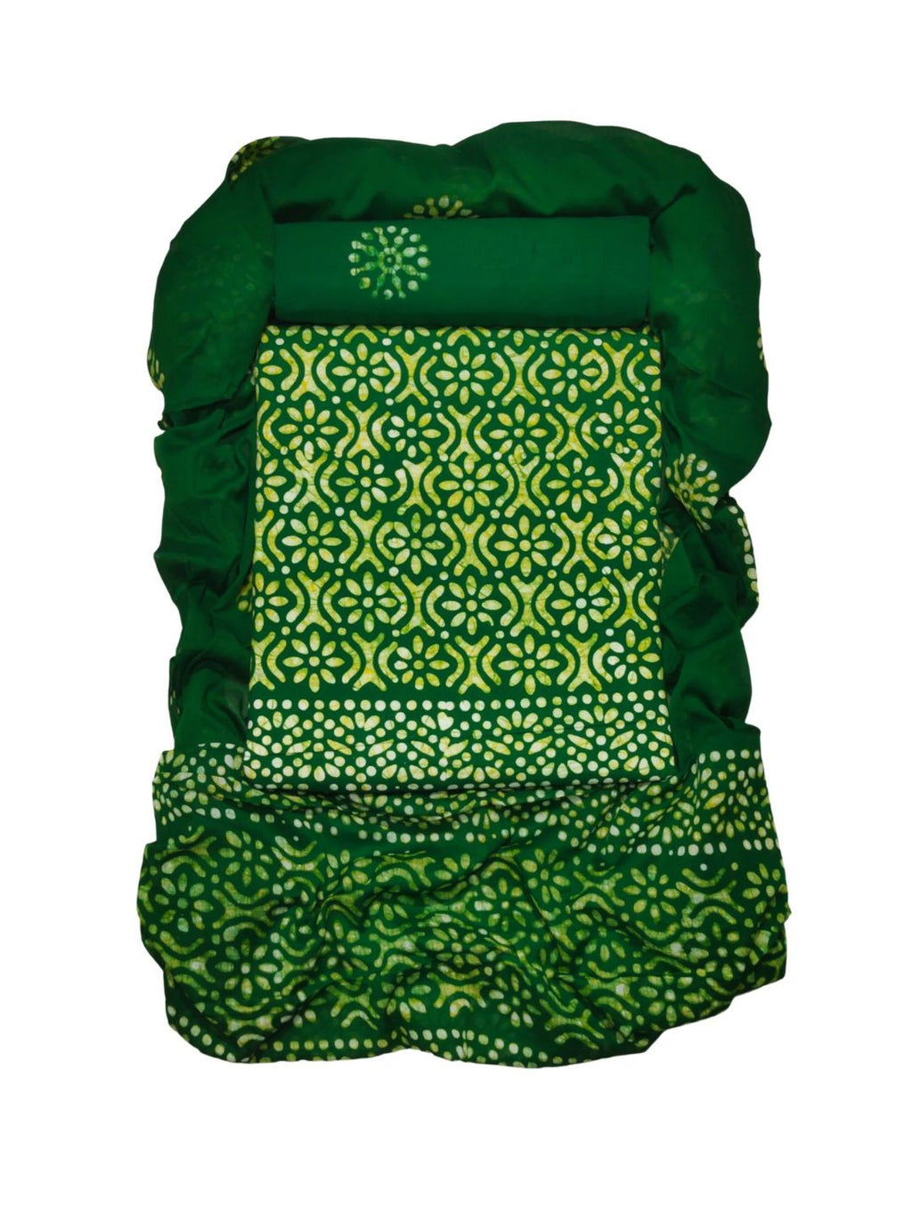 Bombay Batik Pure Cotton Dress Material Hand Printed Batik – Green Colour