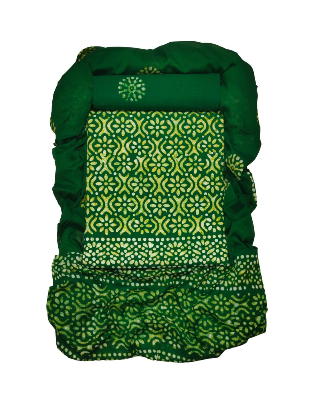 Bombay Batik Pure Cotton Dress Material Hand Printed Batik – Green Colour