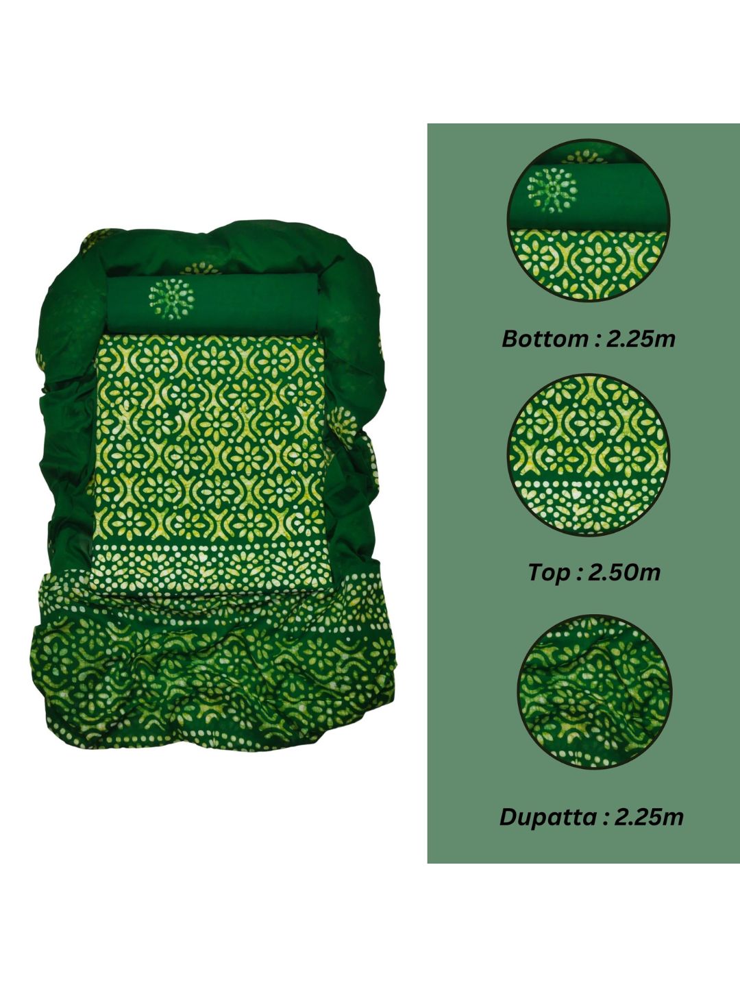 Bombay Batik Pure Cotton Dress Material Hand Printed Batik – Green Colour