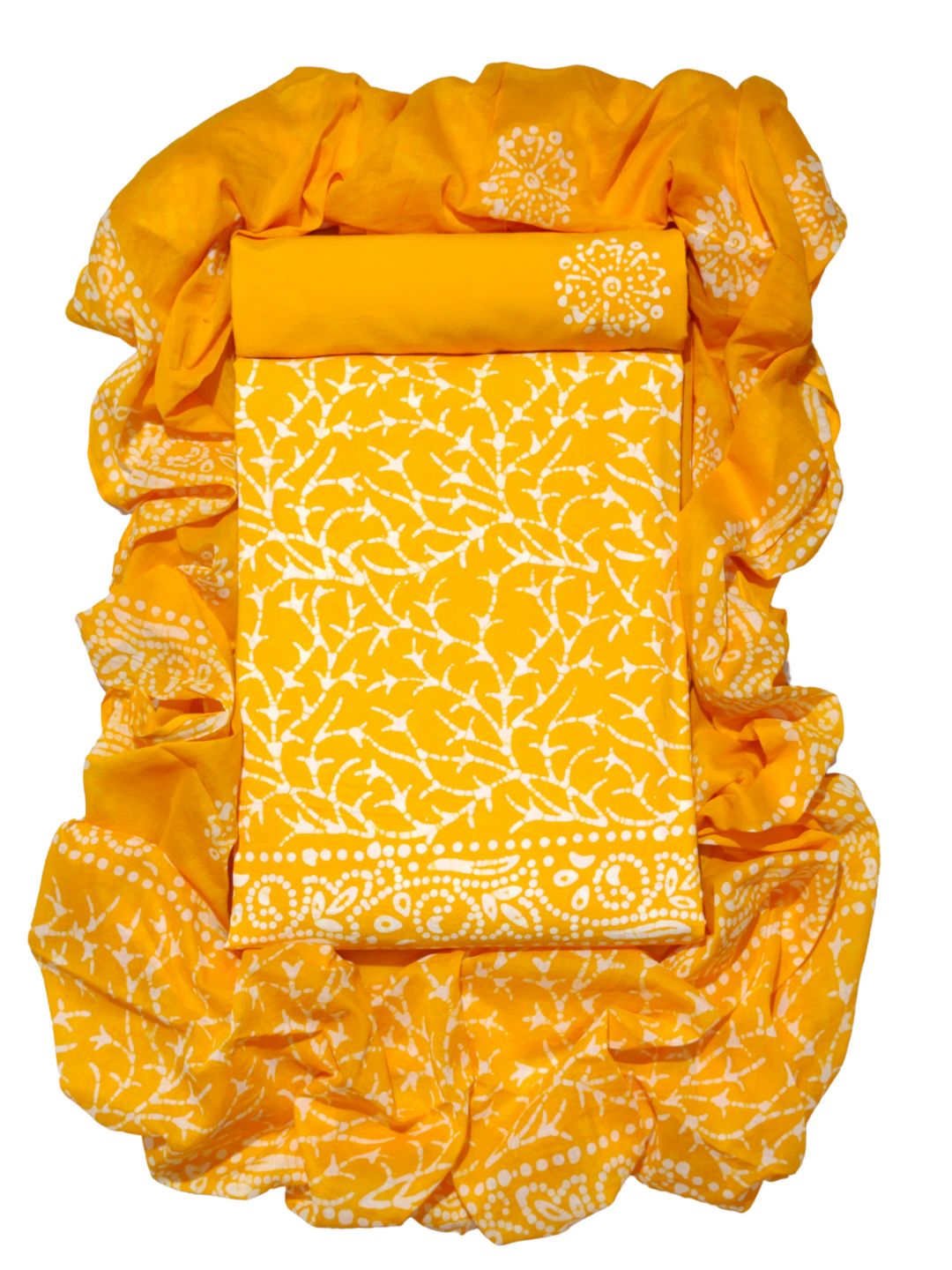 Bombay Batik Pure Cotton Dress Material Traditional Batik Dyeing – Yellow Colour