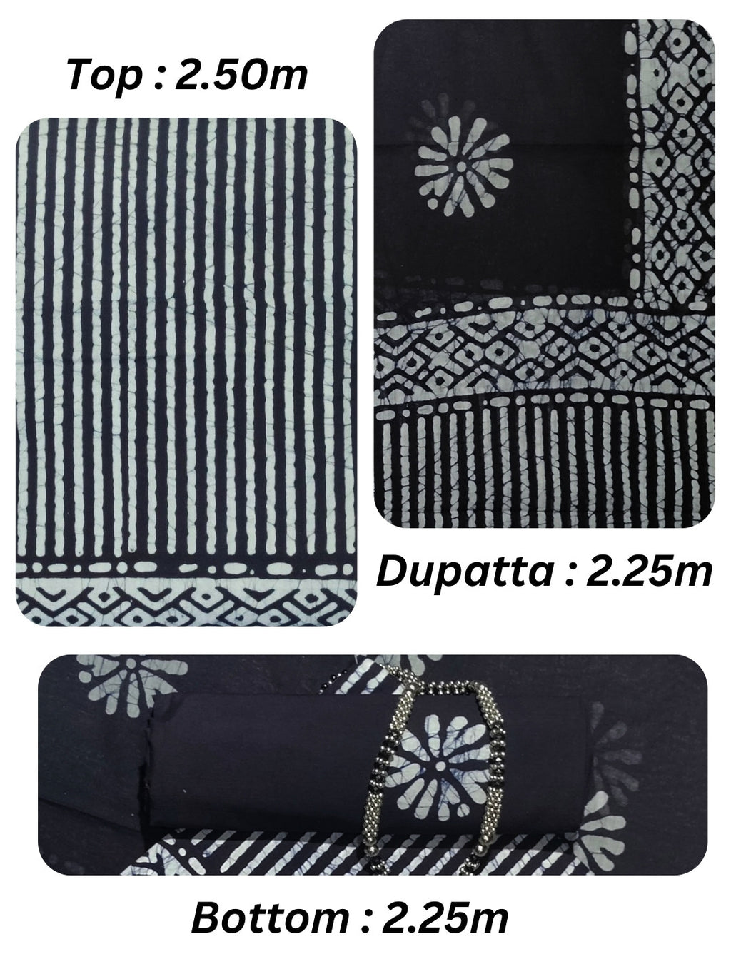 Bombay Batik Pure Cotton Dress Material Handcrafted Batik Design – Black Batik