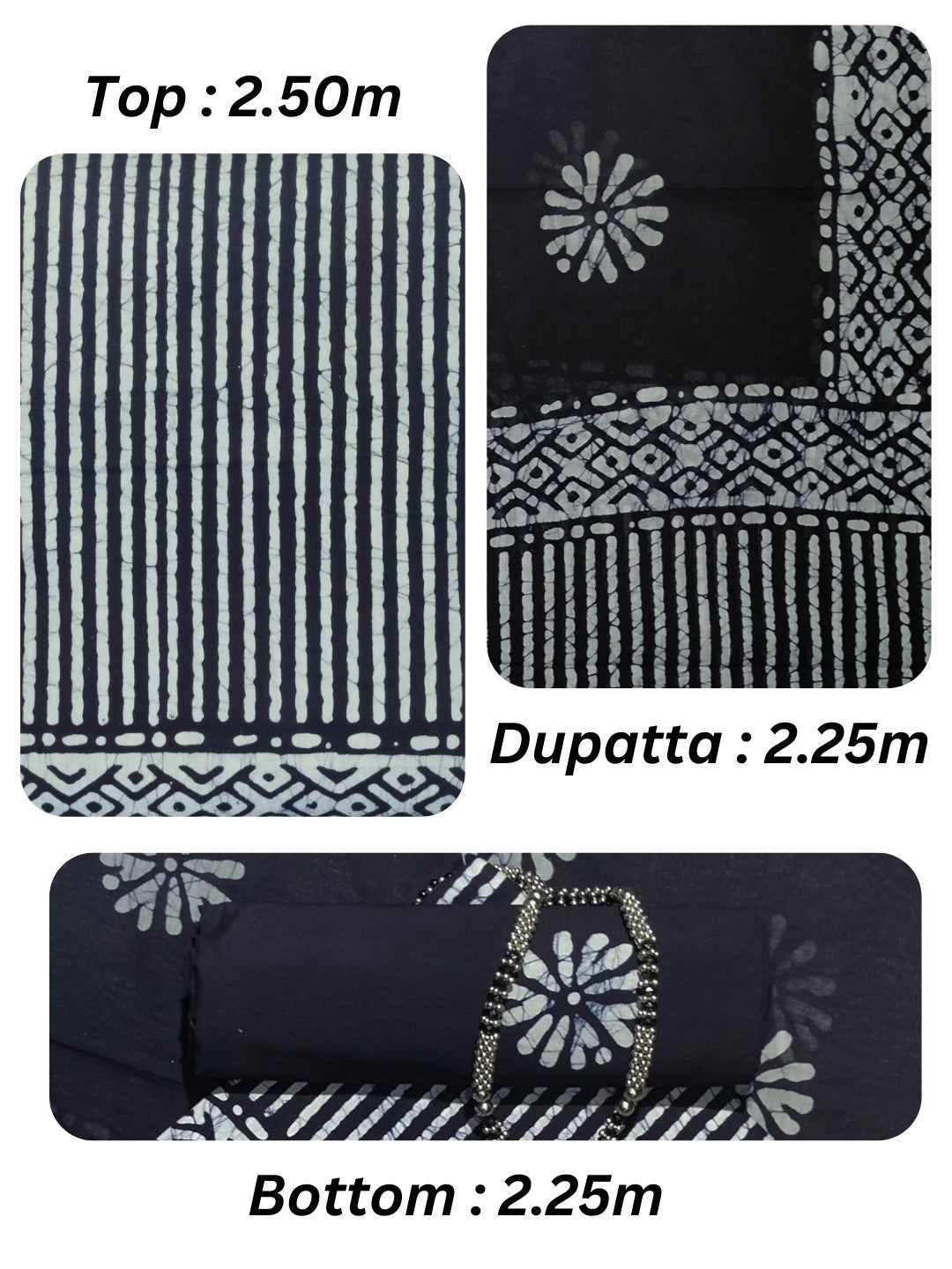 Bombay Batik Pure Cotton Dress Material Handcrafted Batik Design – Black Batik