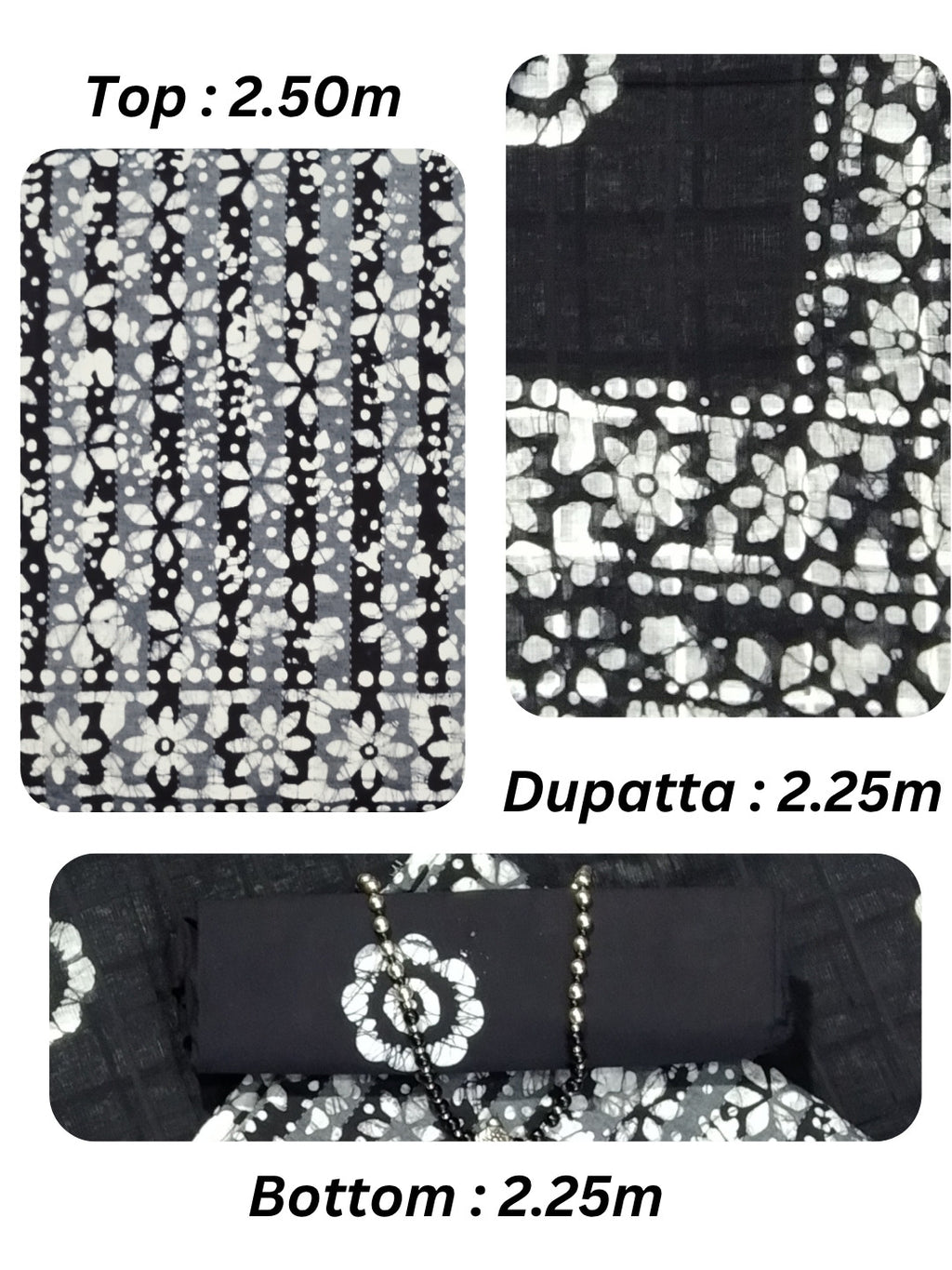 Bombay Batik Pure Cotton Dress Material Heritage Hand Batik Art – Black Batik