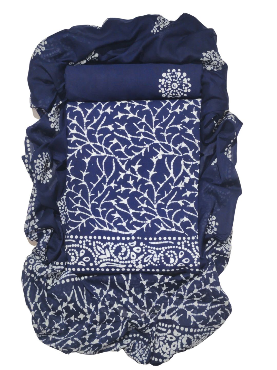 Bombay Batik Pure Cotton Dress Material Ethnic Batik Crafting – Navy Blue Batik