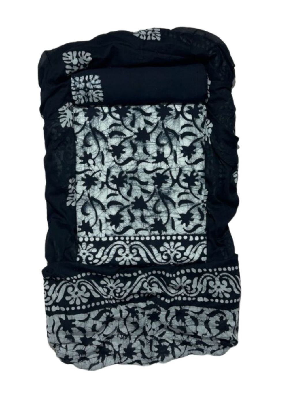 Bombay Batik Pure Cotton Dress Material Traditional Batik Dyeing – Black Colour