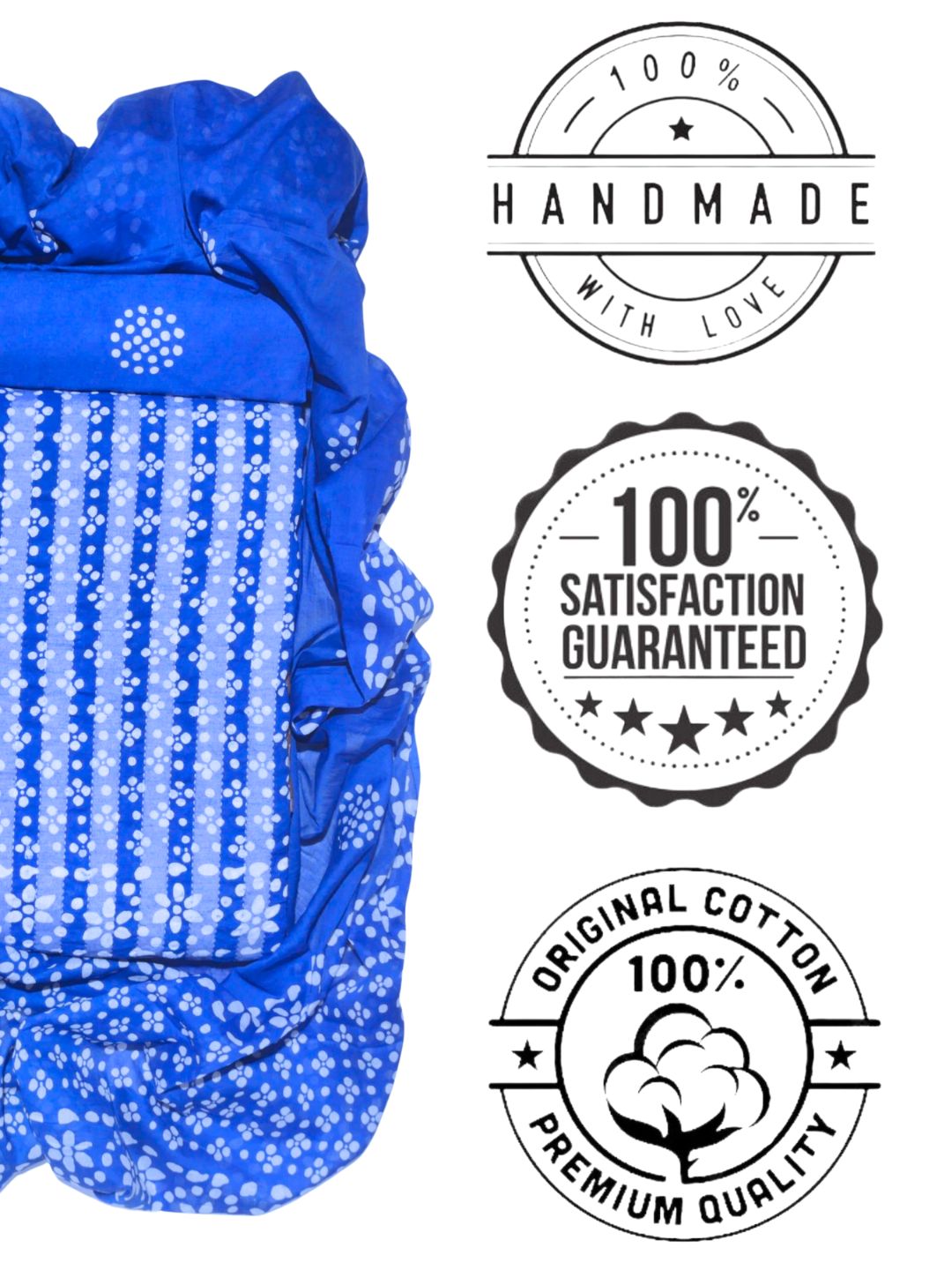 Bombay Batik Pure Cotton Dress Material Handcrafted Batik Design – Blue Batik