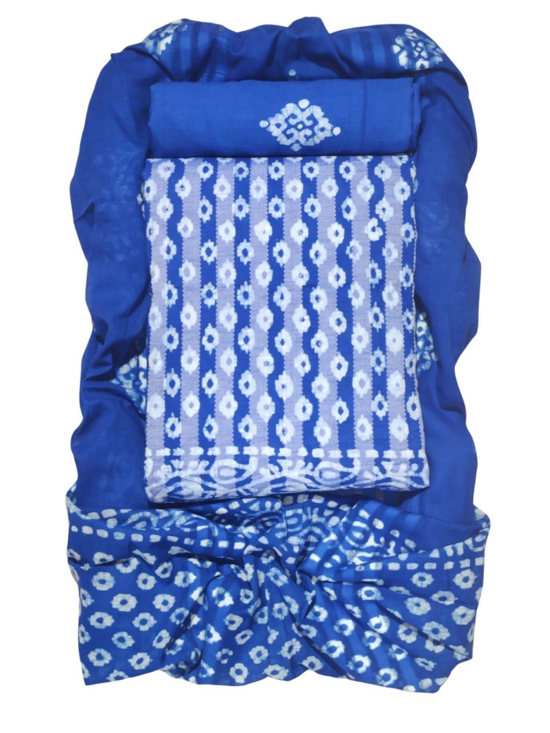 Bombay Batik Pure Cotton Dress Material Handcrafted Batik Design – Blue Colour