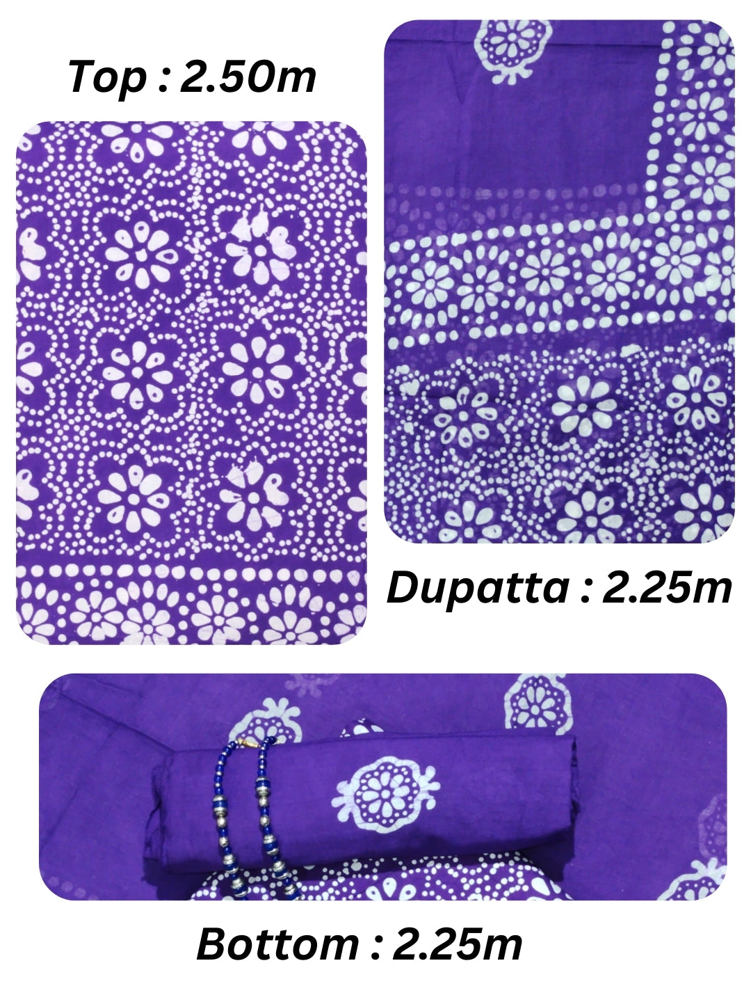 Bombay Batik Pure Cotton Dress Material Hand-Dyed Print – Purple Batik