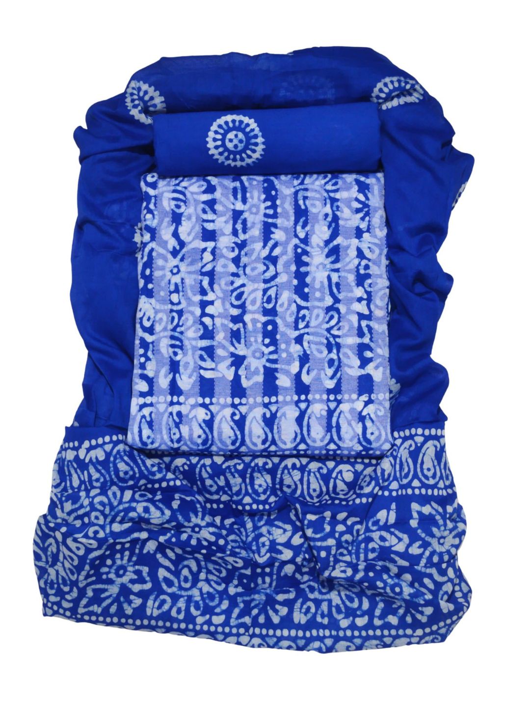 Bombay Batik Pure Cotton Dress Material Traditional Batik Dyeing – Blue Colour