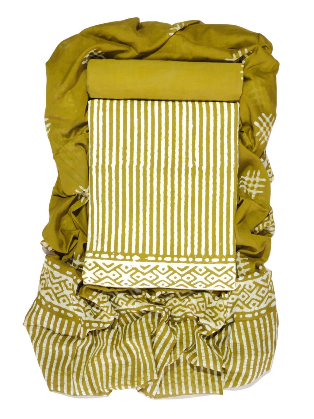Bombay Batik Pure Cotton Dress Material Heritage Hand Batik Art – Khaaki Colour