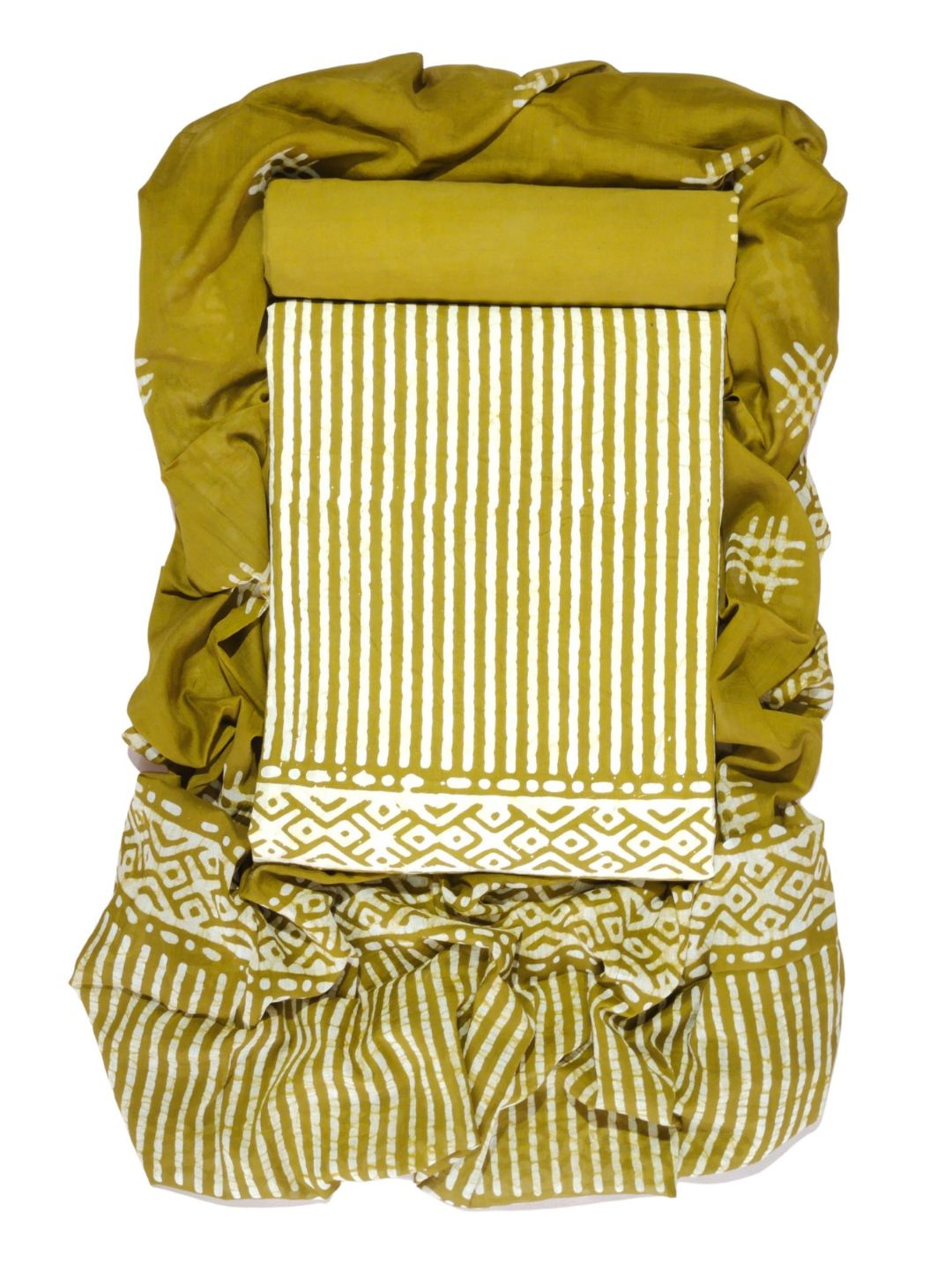 Bombay Batik Pure Cotton Dress Material Heritage Hand Batik Art – Khaaki Colour