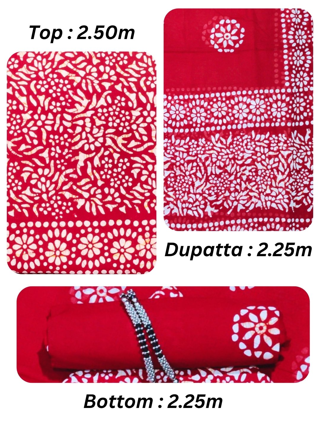 Bombay Batik Pure Cotton Dress Material Natural Dye Batik Printing – Red   Batik