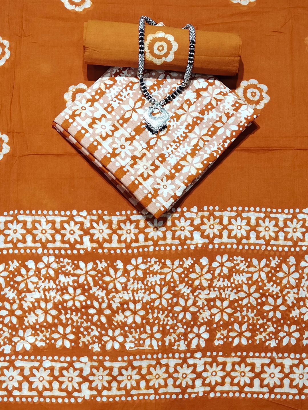 Bombay Batik Pure Cotton Dress Material Manual Wax Dye Process – Mustard Colour