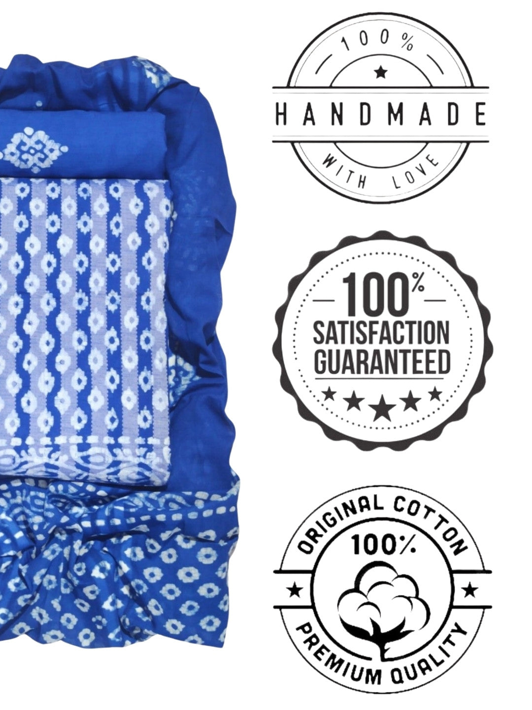 Bombay Batik Pure Cotton Dress Material Handcrafted Batik Design – Blue Colour