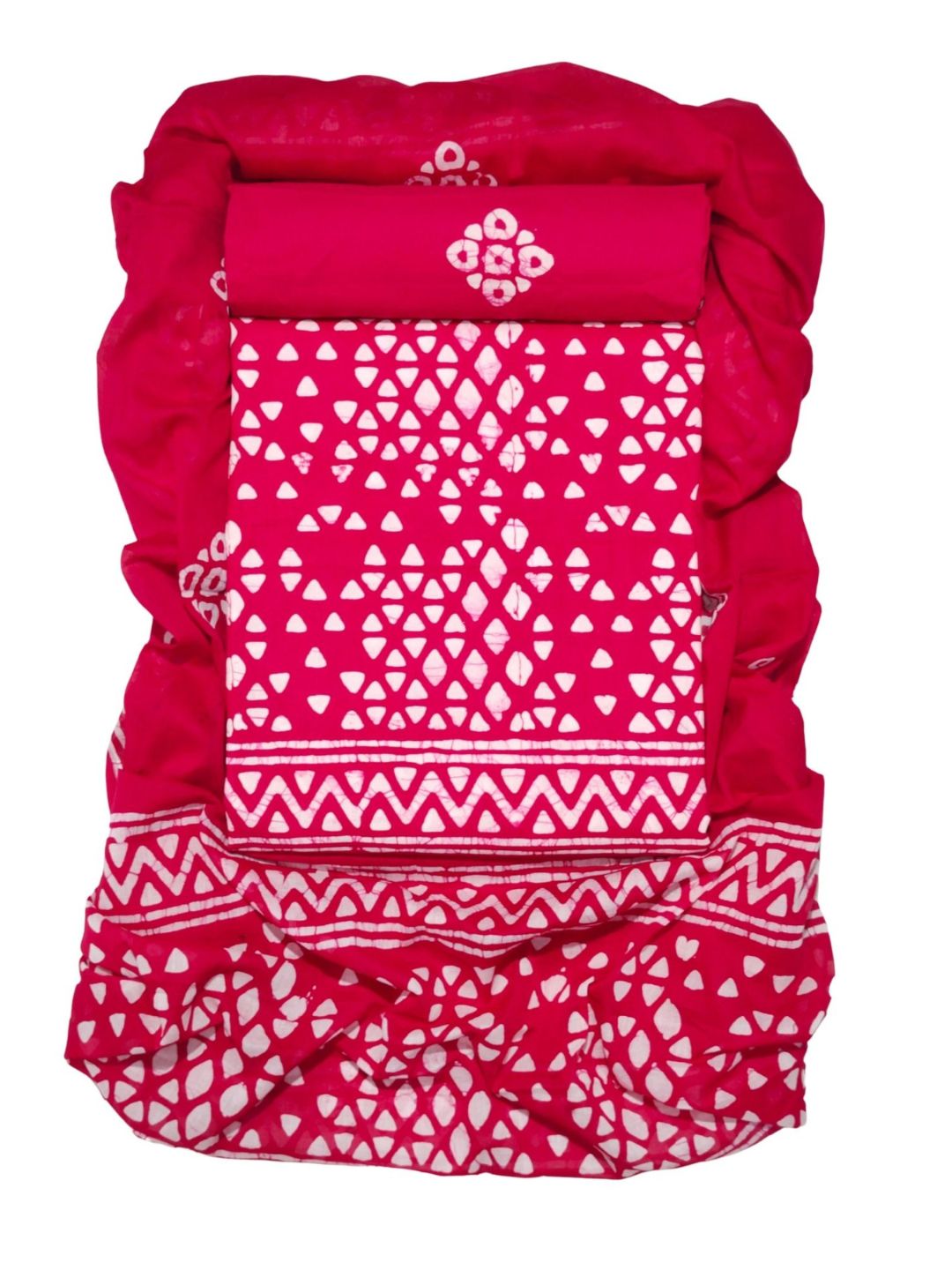 Bombay Batik Pure Cotton Dress Material Hand-Painted Batik Motifs – Pink Batik