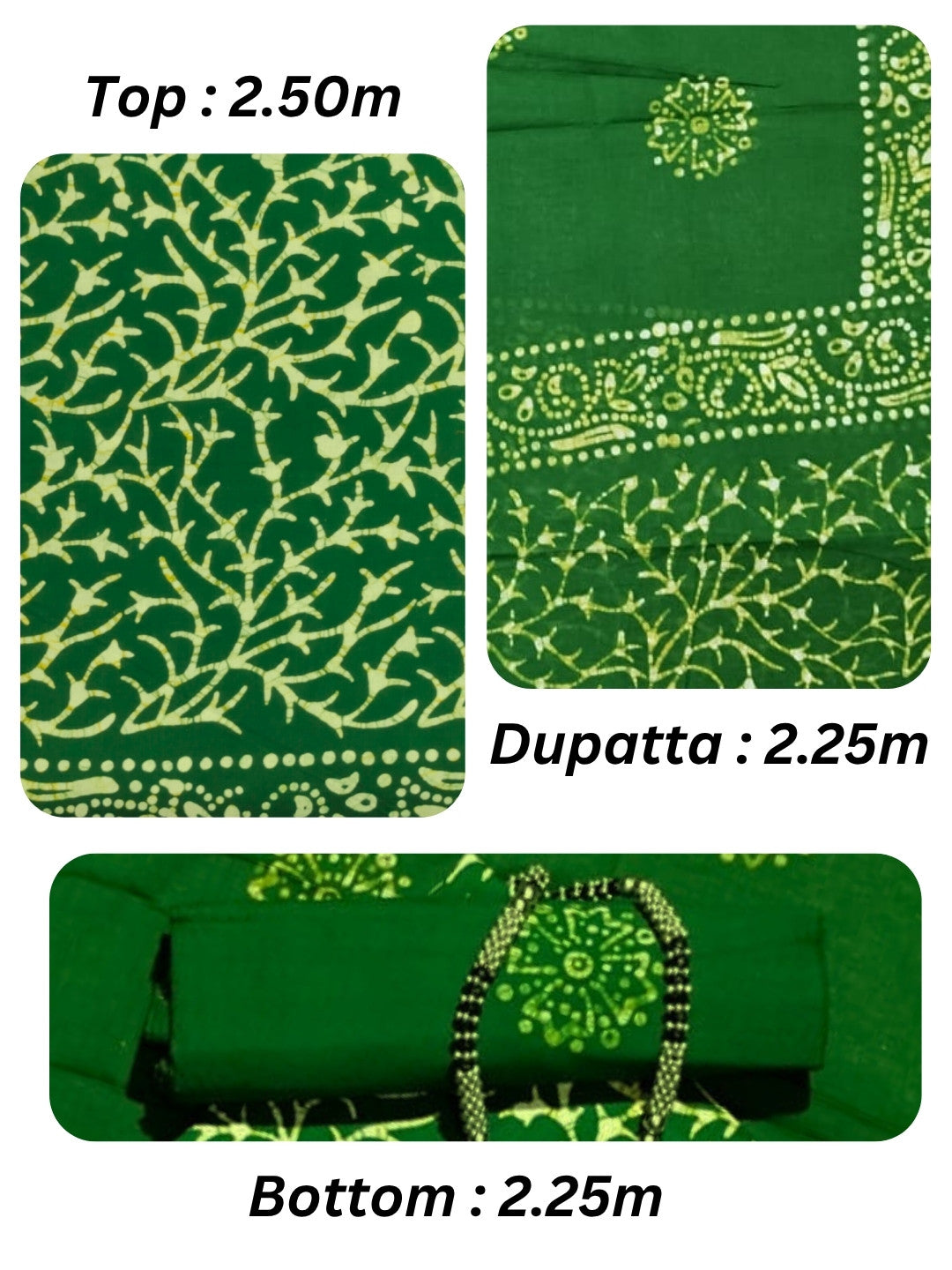 Bombay Batik Pure Cotton Dress Material Natural Dye Batik Printing – Green Colour