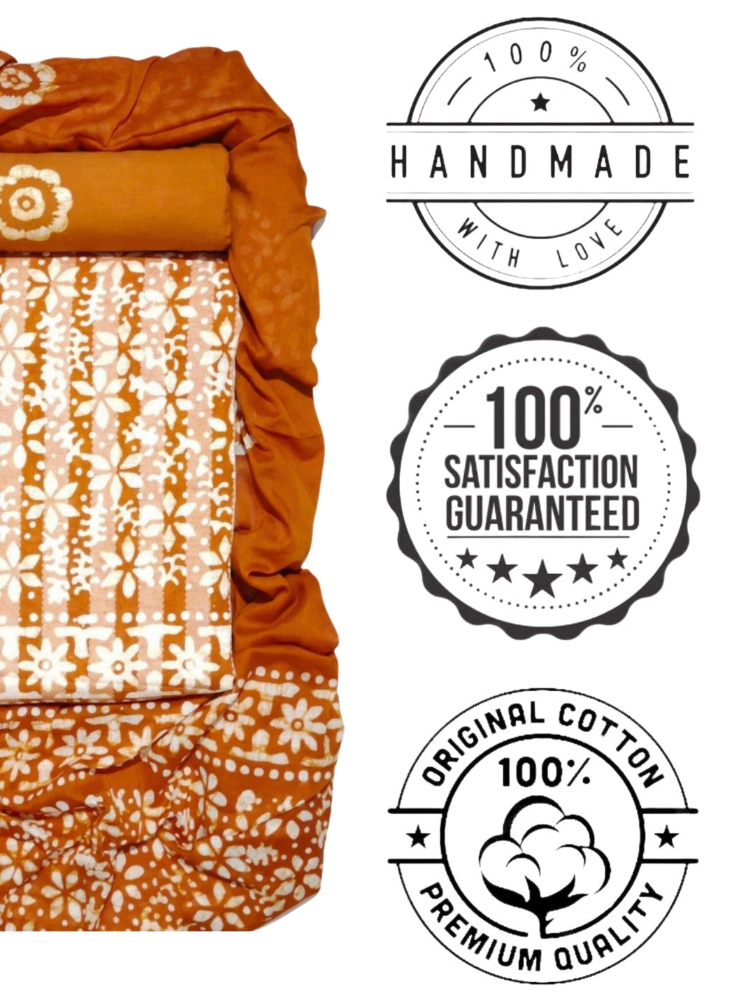 Bombay Batik Pure Cotton Dress Material Manual Wax Dye Process – Mustard Colour