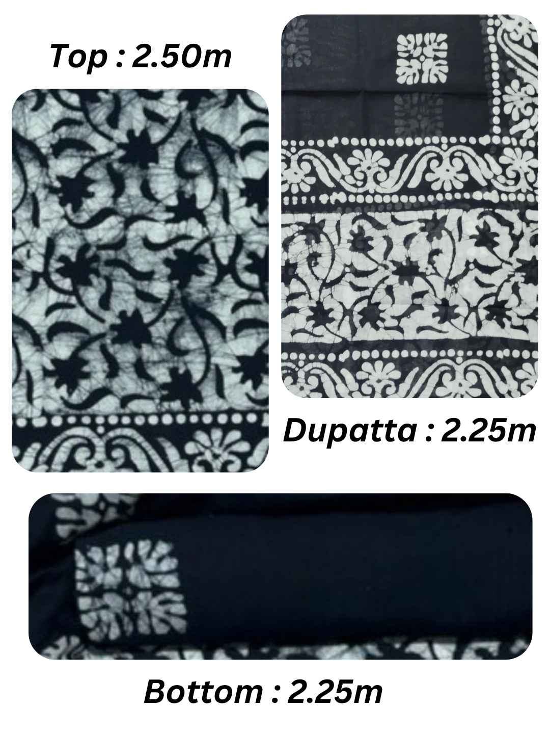Bombay Batik Pure Cotton Dress Material Traditional Batik Dyeing – Black Colour