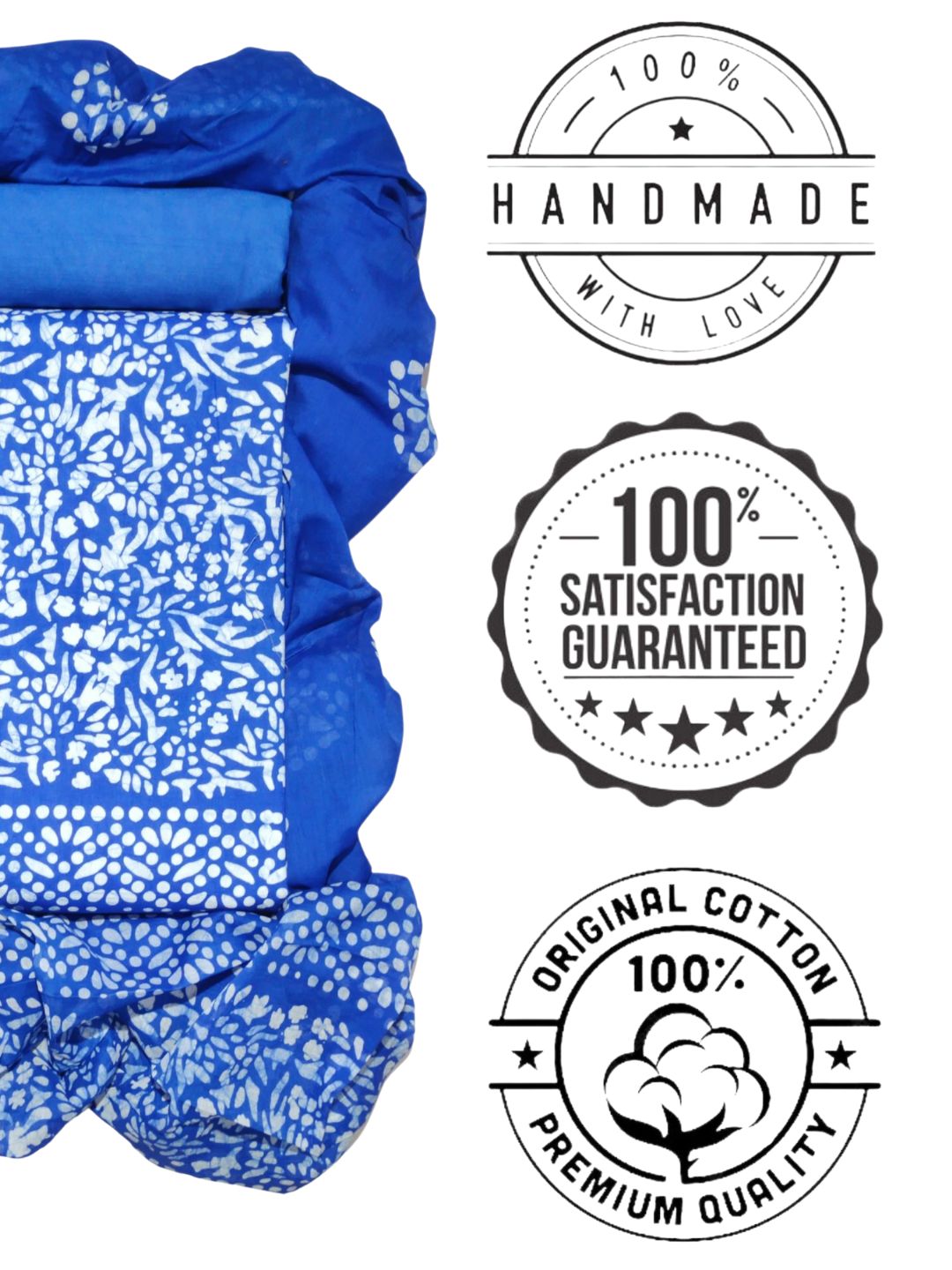 Bombay Batik Pure Cotton Dress Material Block-Wax Printing Technique – Blue Colour