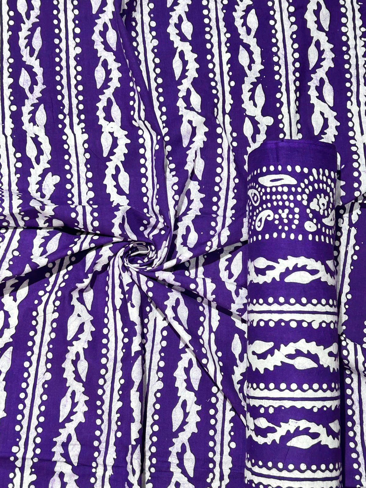 Purple Hand Batik Print Pure Cotton Fabric – 3 meters (Tunic Stitching)