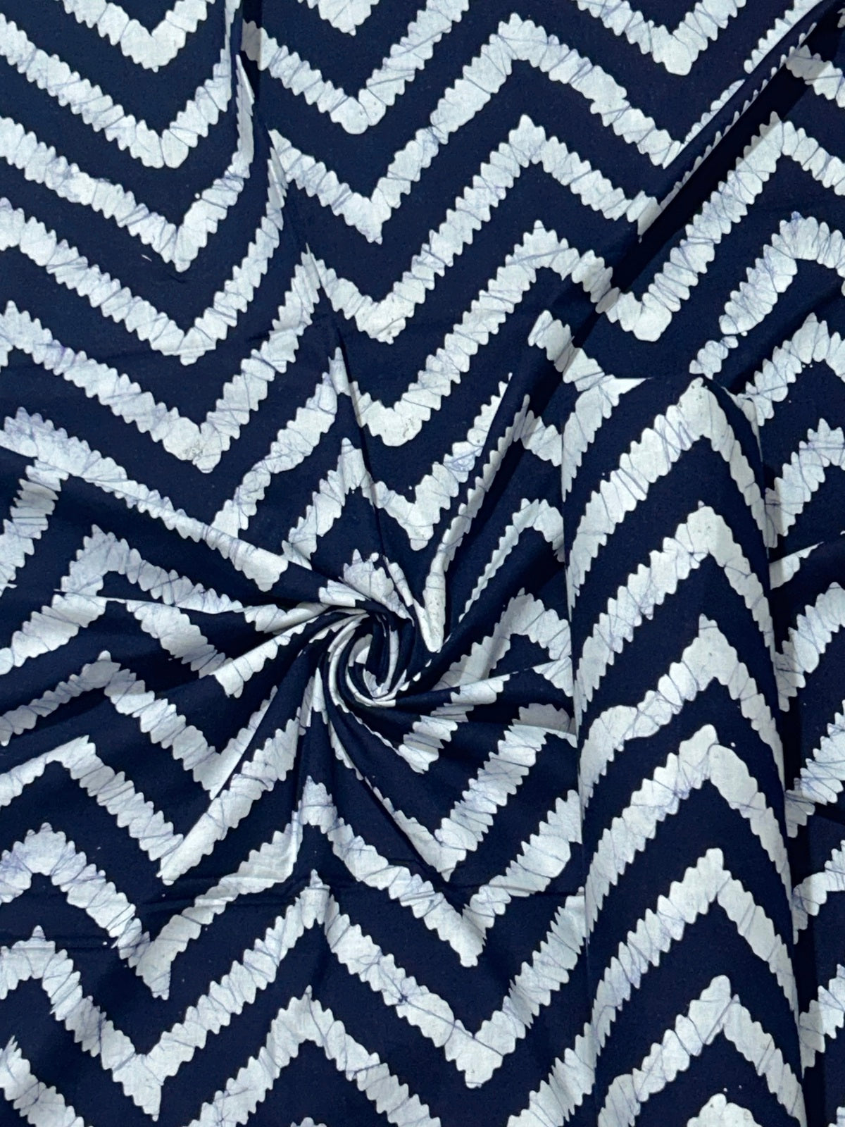 Navy Blue Hand Batik Print Cotton Fabric