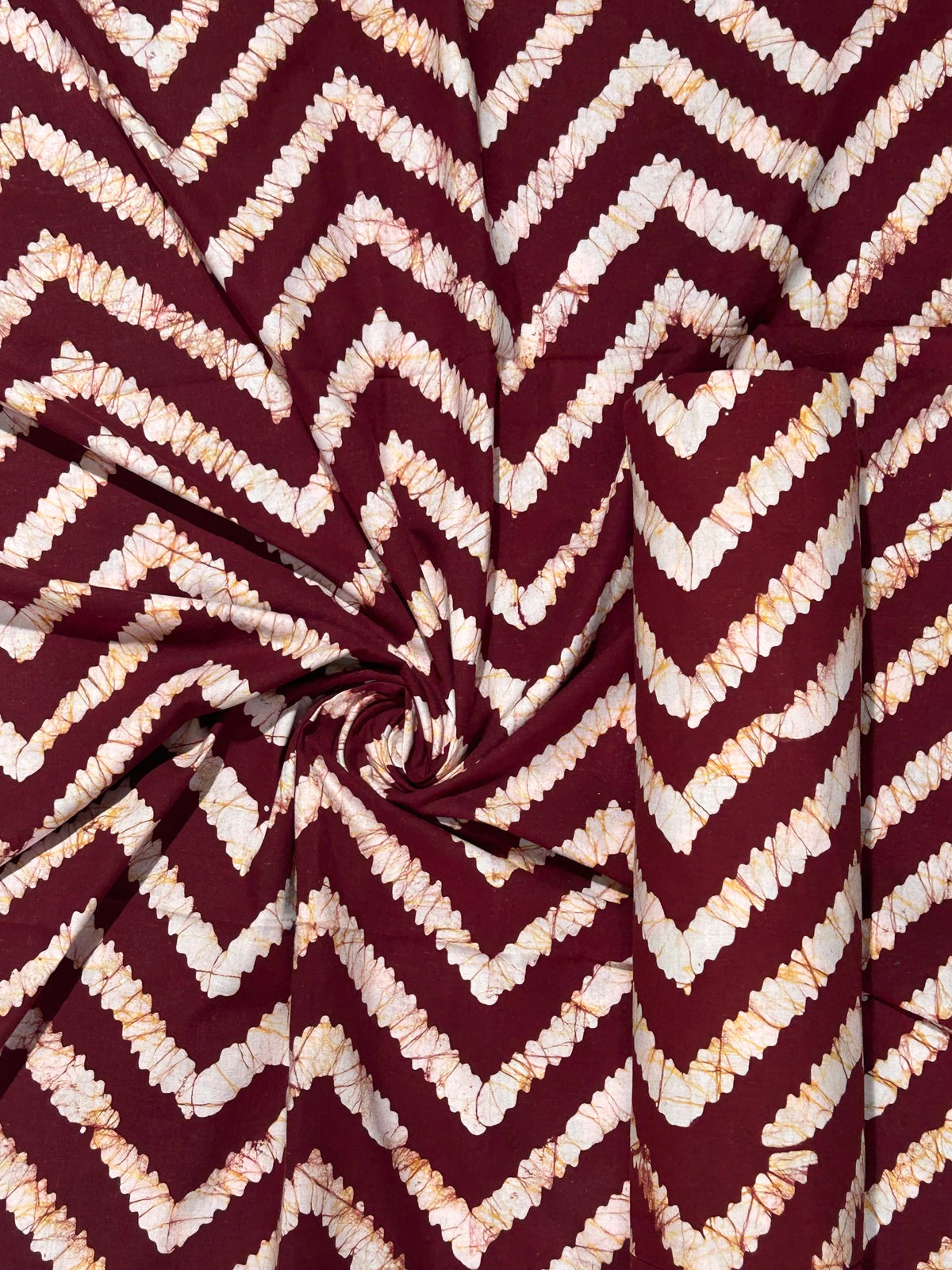 Maroon Hand Batik Print Pure Cotton Fabric – 3 meters (Daily Wear Stitching)