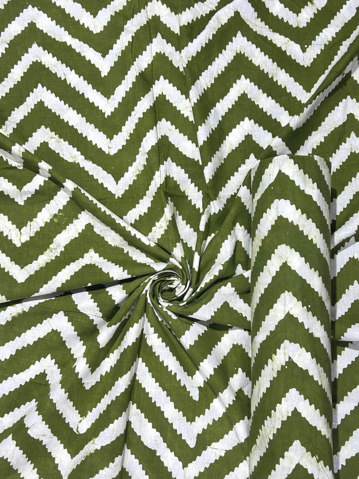 Mehndi Green Hand Batik Print Pure Cotton Fabric – 3 meters (Tunic Stitching)