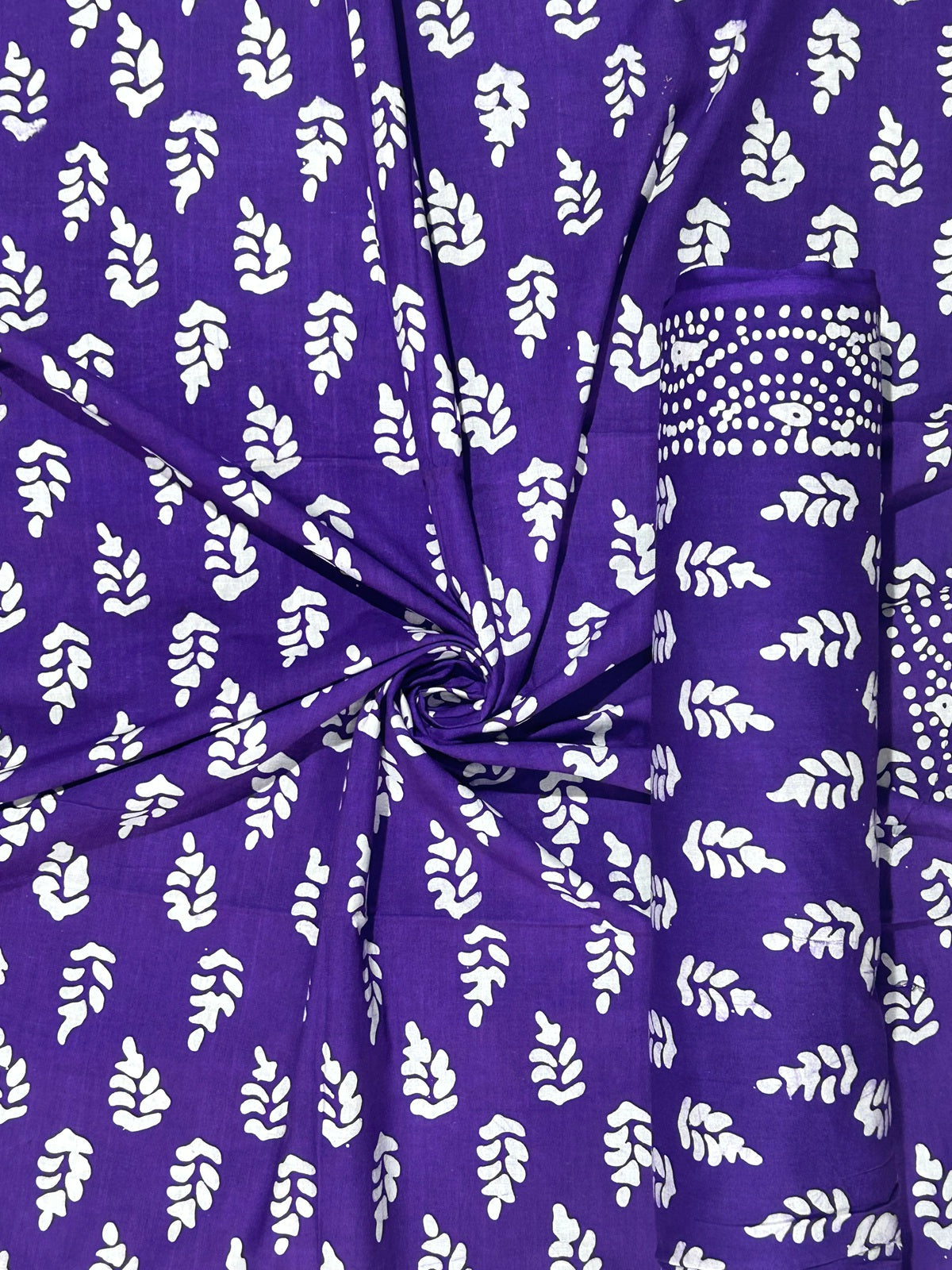 Refined Purple Hand Batik Print Pure Cotton Fabric – 3 meters (Casual Wear Stitching)