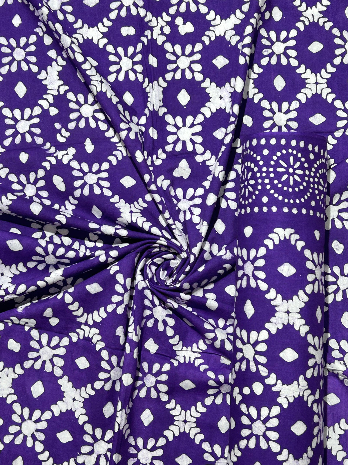 Purple Hand Batik Print Pure Cotton Fabric – 3 meters (Casual Wear Stitching)