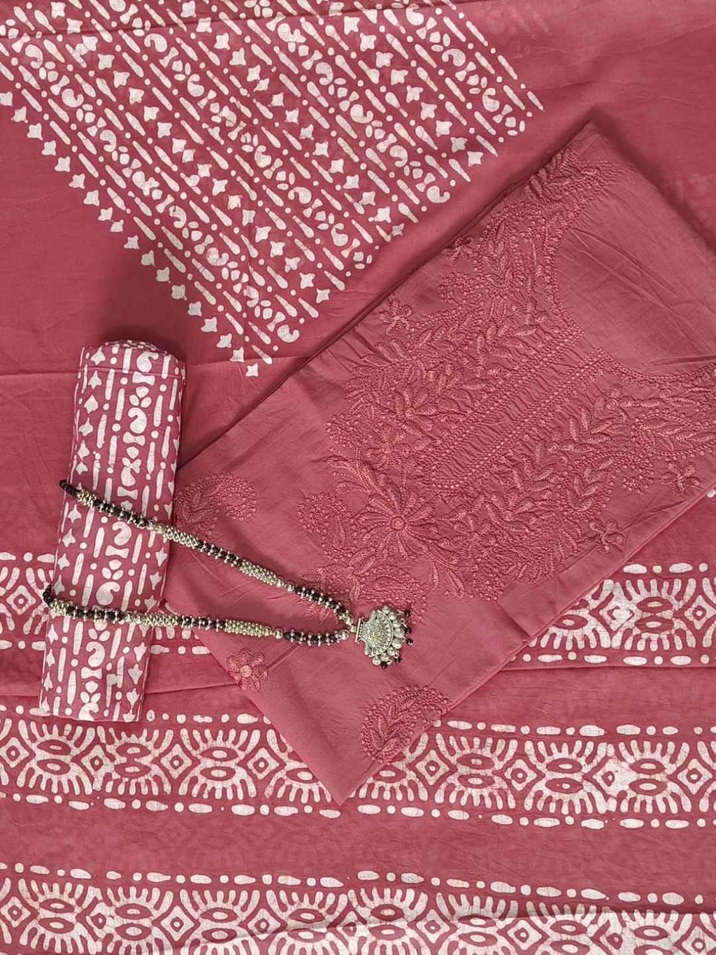 Bombay Batik Pure Cotton Dress Material Heritage Batik-Lucknowi Craft Fusion – Carrot Batik