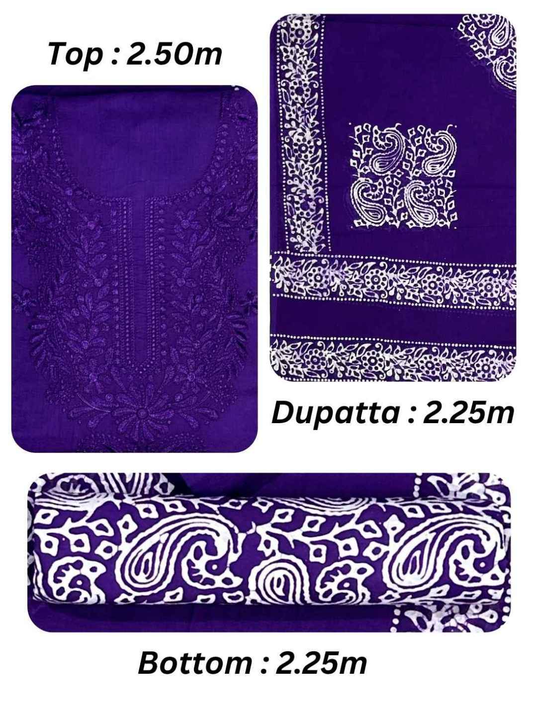 Bombay Batik Pure Cotton Dress Material Batik Textile Art with Lucknowi Motifs – Purple Batik
