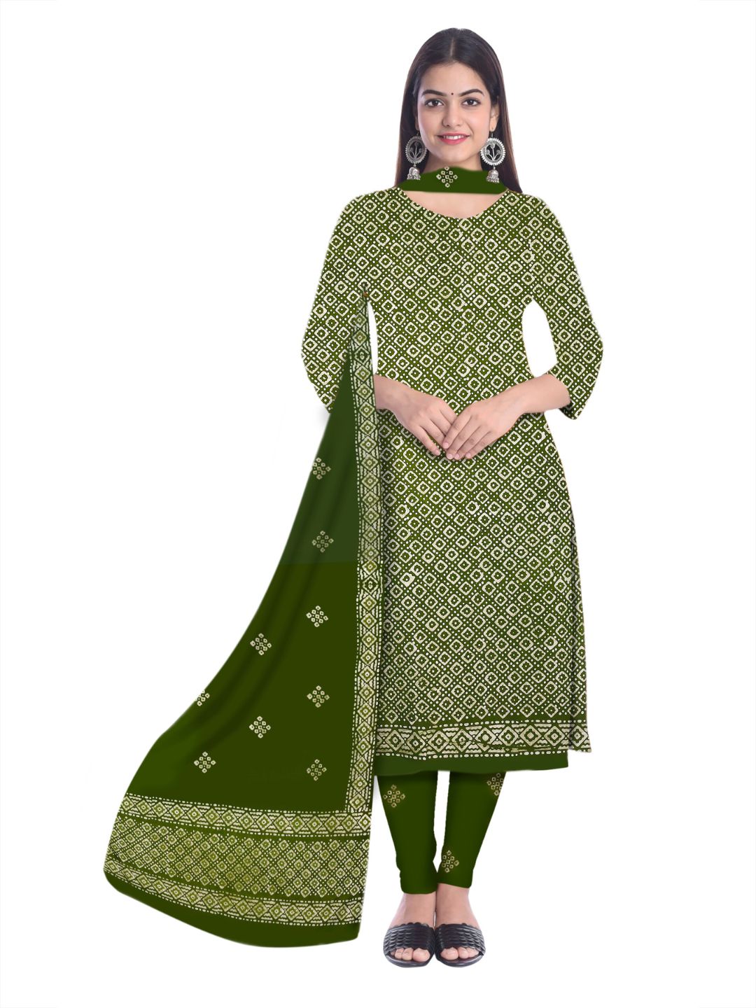 Mehndi Soft  Pure Cotton Suit Set With Dupatta