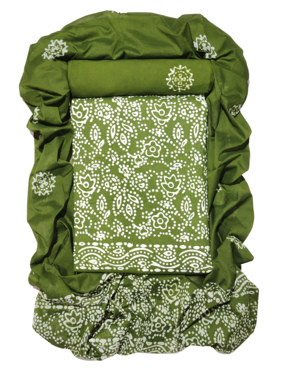 Bombay Batik Pure Cotton Dress Material Hand block printed  Mehndi Batik