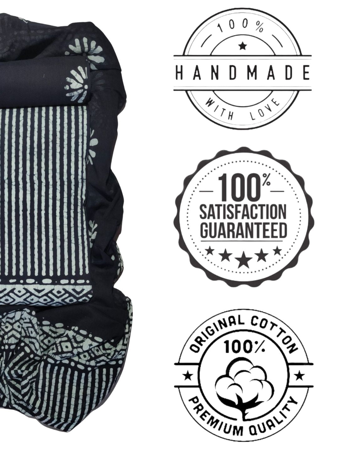 Bombay Batik Pure Cotton Dress Material Handcrafted Batik Design – Black Batik