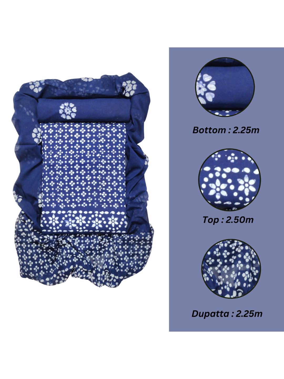 Bombay Batik Pure Cotton Dress Material Manual Wax Dye Process – Navy Blue Batik