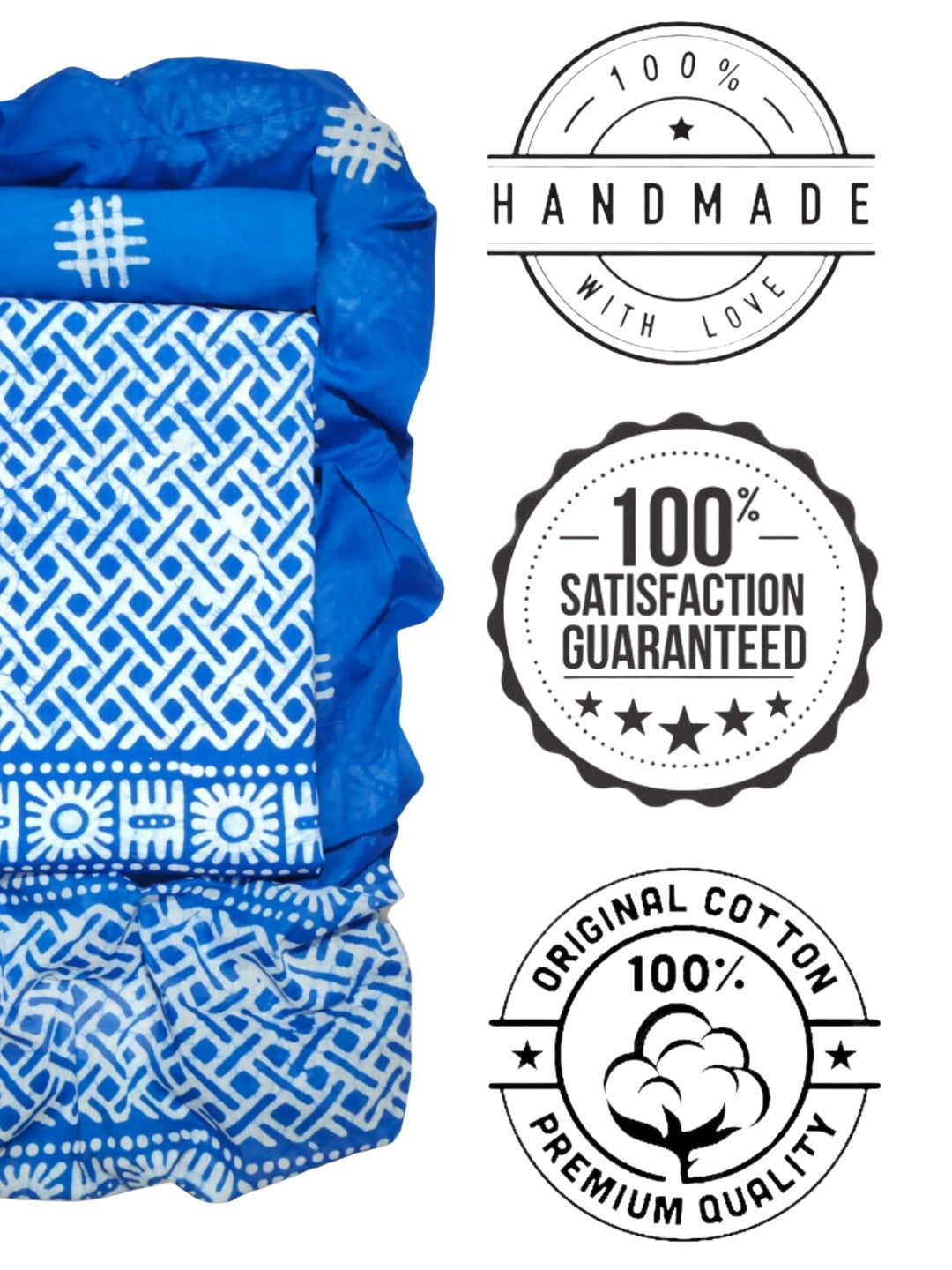 Bombay Batik Pure Cotton Dress Material Handcrafted Batik Design – Blue Batik