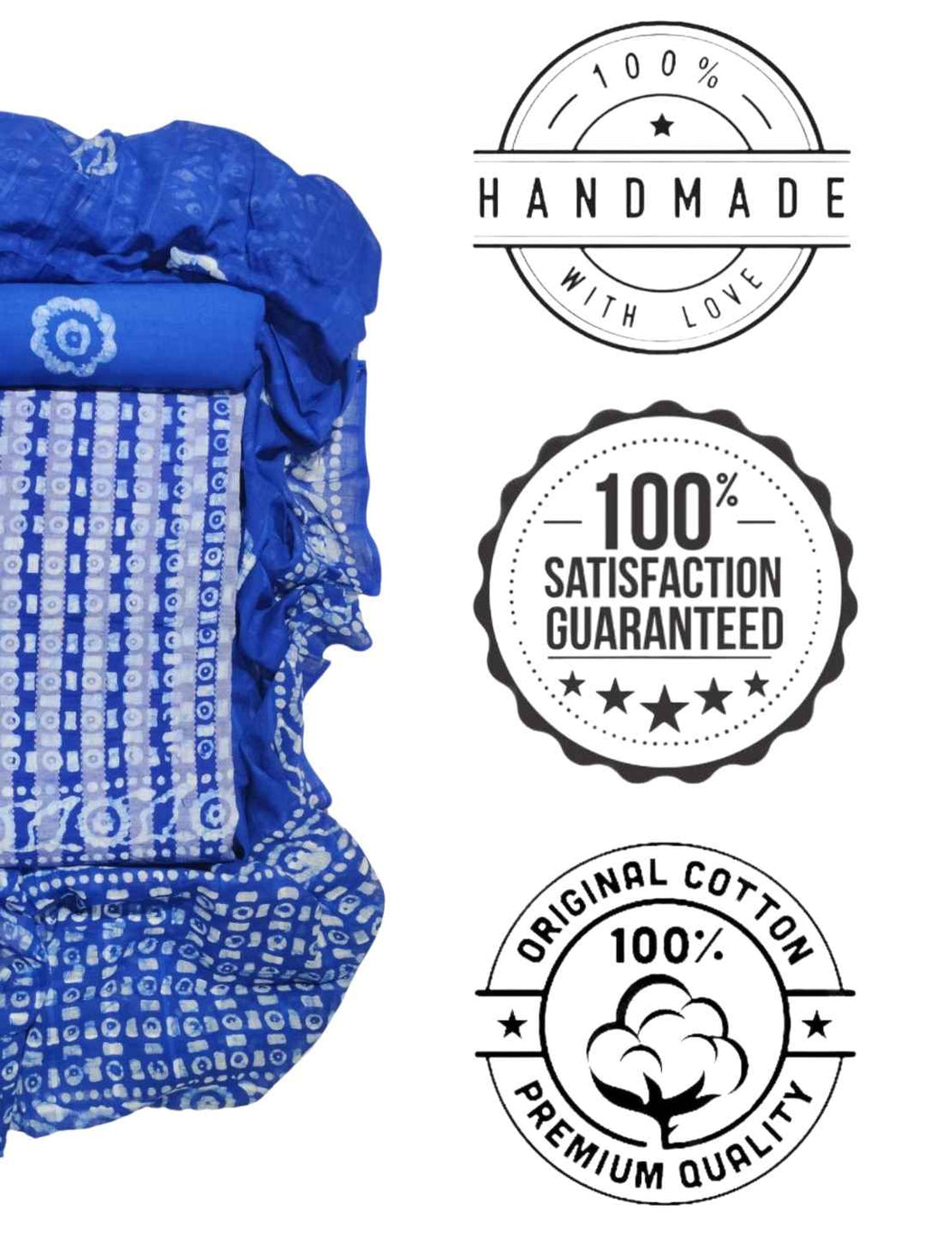 Bombay Batik Pure Cotton Dress Material Wax-Resist Batik Printing – Blue Batik