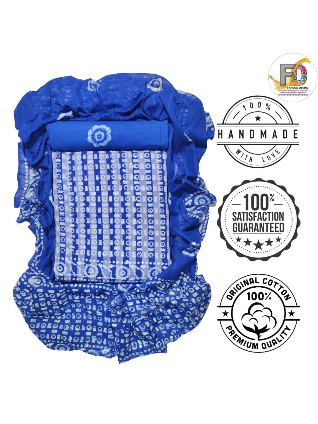 Bombay Batik Pure Cotton Dress Material Wax-Resist Batik Printing – Blue Batik