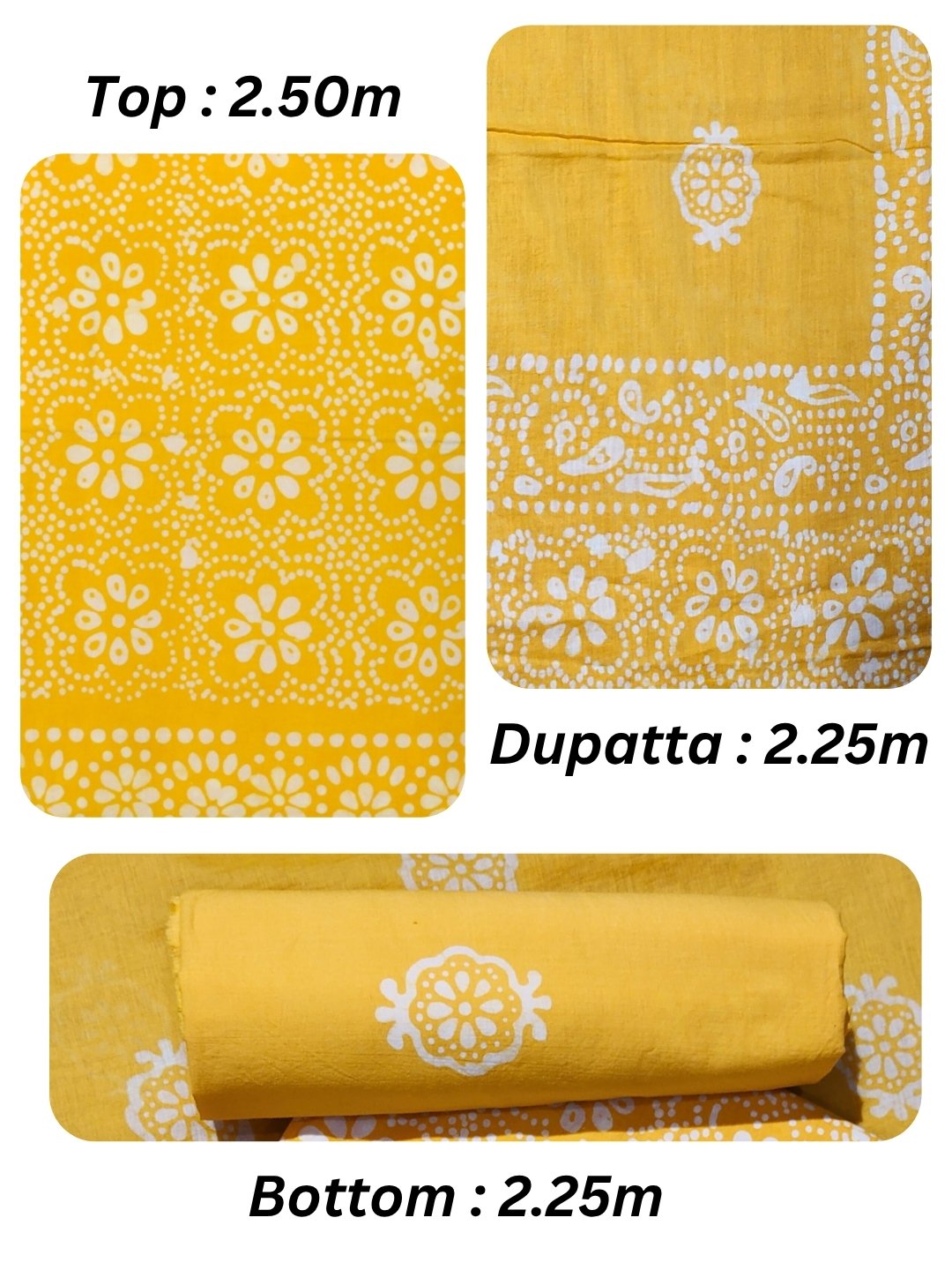 Bombay Batik Pure Cotton Dress Material Batik printed Yellow Colour